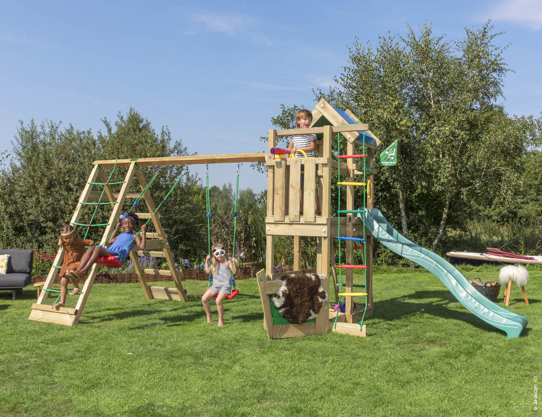 Jungle Viking | Wooden climbing frame with swings & climbing net