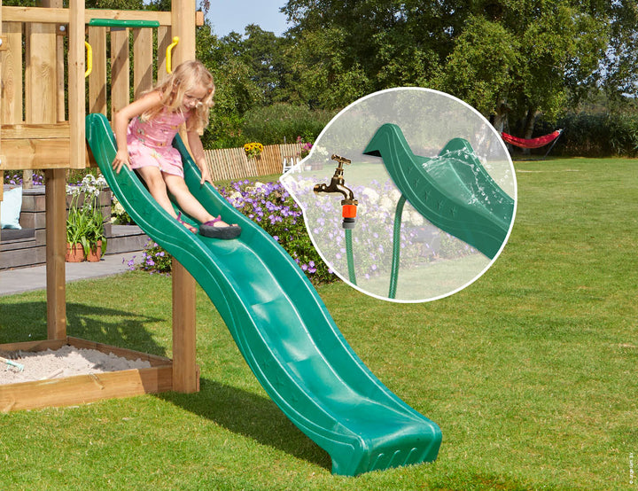 Jungle Patio | Wooden climbing frame with slide & clatter bridge