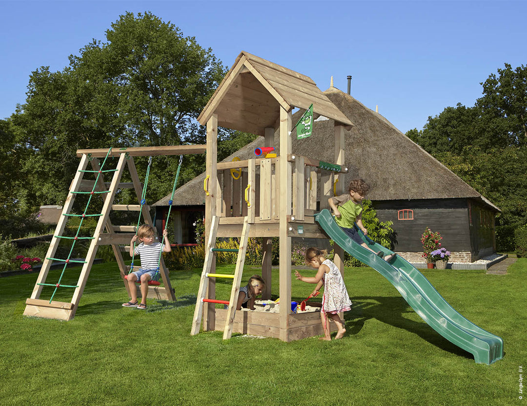 Jungle Club | Wooden climbing frame with swing & climbing net